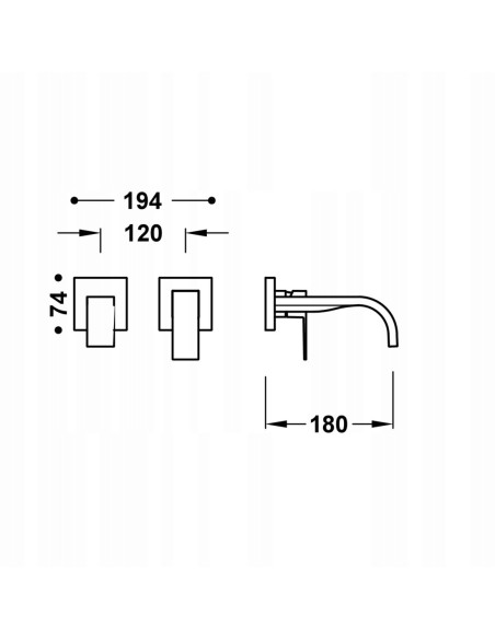 TRES Bateria umywalkowa CUADRO matowe złoto 00630021OM