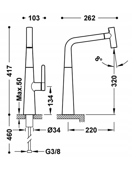Bateria kuchenna stojąca TRES srebrny 23043801
